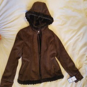 Brown Faux Suede Winter Coat
